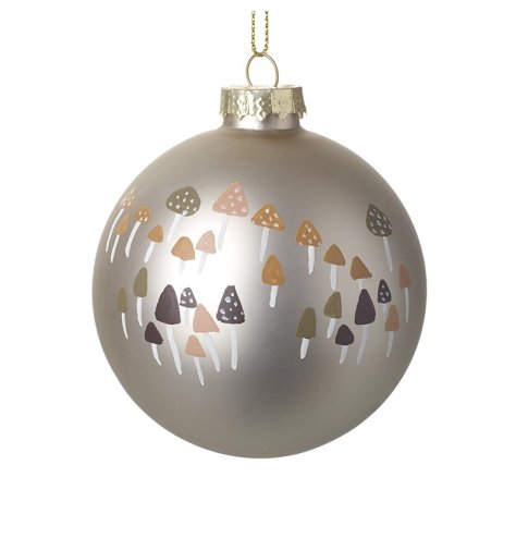 Christmas Bauble with Mushrooms Design, 8cm