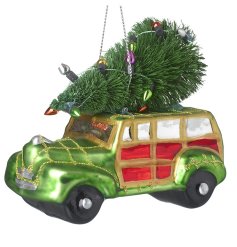 Rev up your holiday spirit with our Morris Minor Traveller Xmas Tree On Roof! 