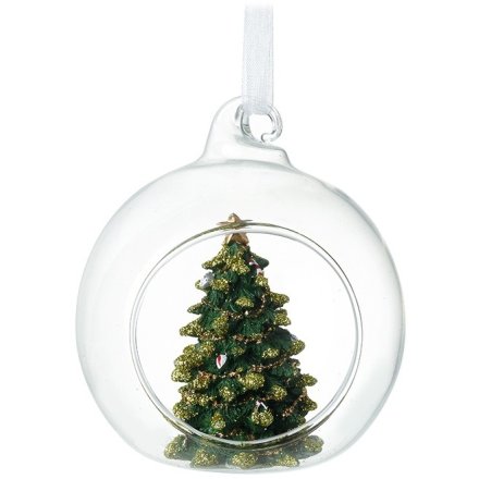 Bauble with Christmas Tree Design, 8cm