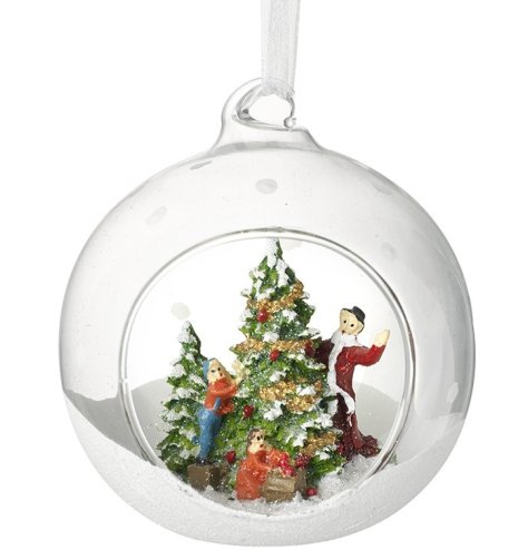 Christmas Tree Scene Bauble, 9cm