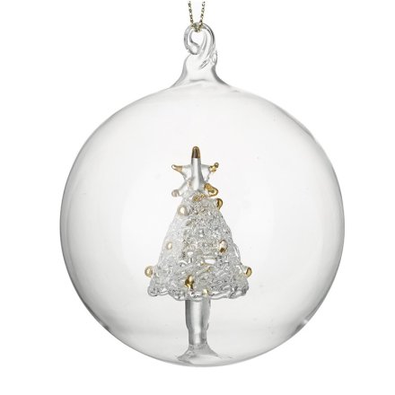 Christmas Tree In Bauble Decoration, 8cm