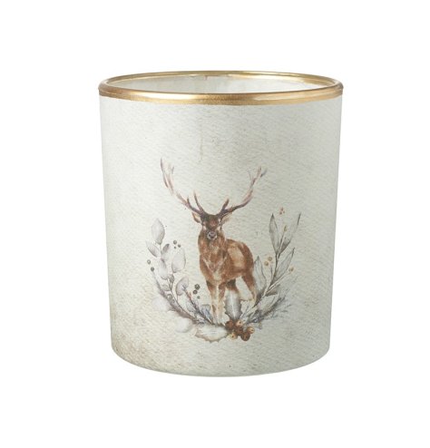 Deer And Forestry Design Glass T-light