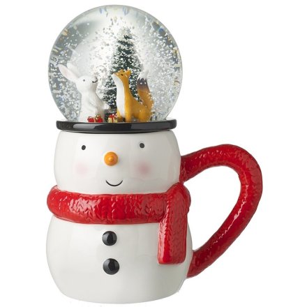 Christmas Snow globe with Snowman Mug Base, 18.4cm
