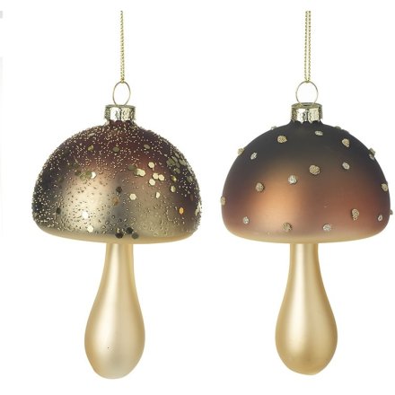 2/A Hanging Gold Toadstool Bauble, 12cm
