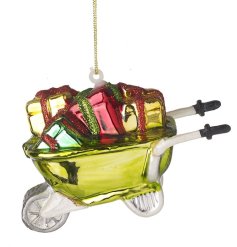 Add a merry touch to your garden with our festive Glass Hanging Wheelbarrow!