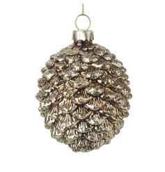 Add a touch of traditional glam to your tree with this gold fir cone bauble 