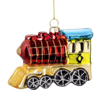 Hanging Glass Train Bauble, 9.6cm