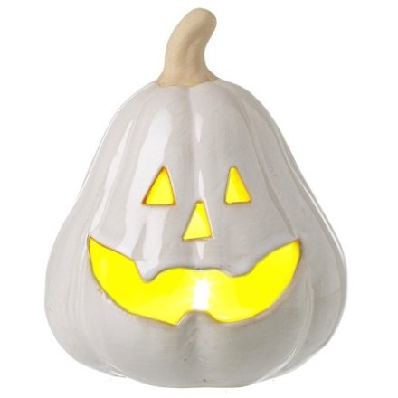 Cream LED Pumpkin, 12cm