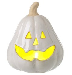 Cream LED Pumpkin, 12cm