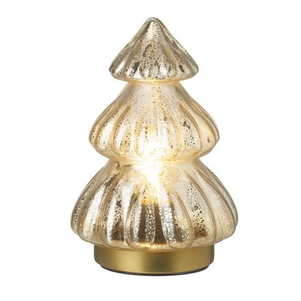 Light Up Mottled Gold Xmas Tree, 17cm