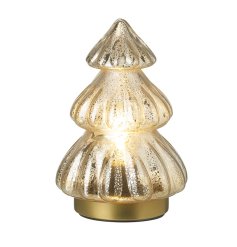 Light Up Mottled Gold Xmas Tree, 17cm