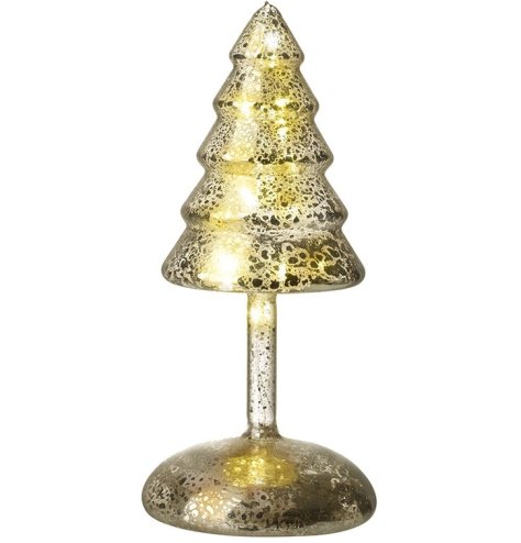 Light Up Glass Gold Mottled Christmas Tree Deco, 20cm