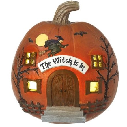 Light Up Pumpkin - The Witch Is In, 21cm