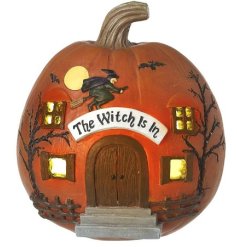 Light Up Pumpkin - The Witch Is In, 21cm