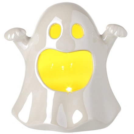 Light Up Ceramic Ghost, 10.5cm