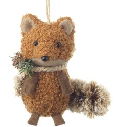 Faux Fur Fox Decoration, 12cm