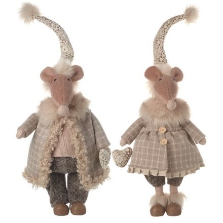 Mouse Couple In Fawn Check Coats 2A