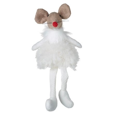 White Sitting Fabric Mouse, 39cm