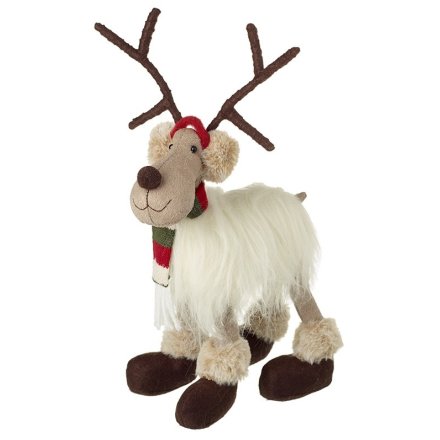 Standing Fluffy Reindeer, 33cm