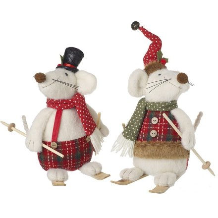 2/A Fabric Skiing Mice, 28cm