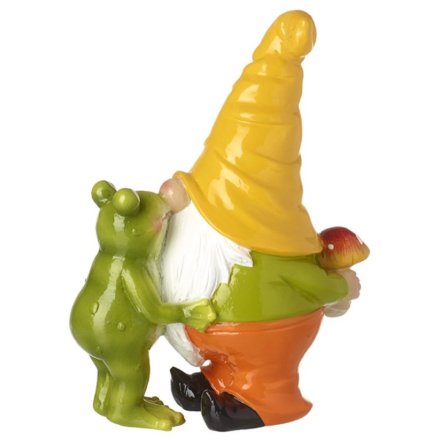 Gnome W/ Toadstool & Mushroom, 19.5cm