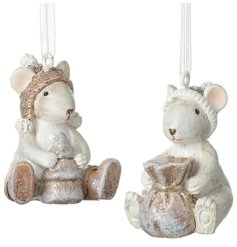 5cm Hanging White Mice 2/a