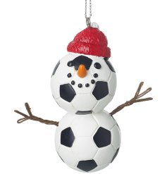 Xmas Hanging Football Snowman, 8cm