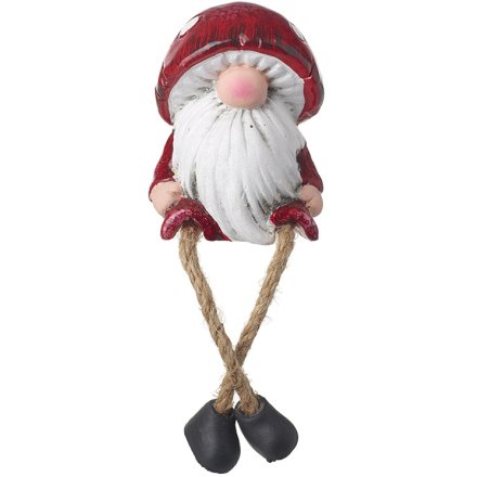 Sitting Red Toadstool Gnome, 8.7cm