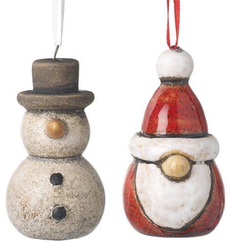 Ceramic Santa & Snowman Hangers