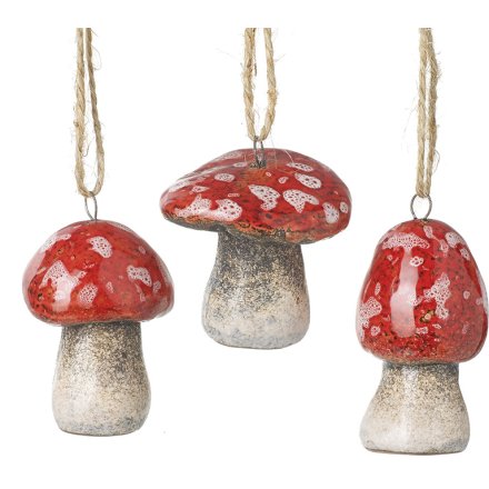 3/a Hanging Toadstool Tree Deco,  5.2cm 