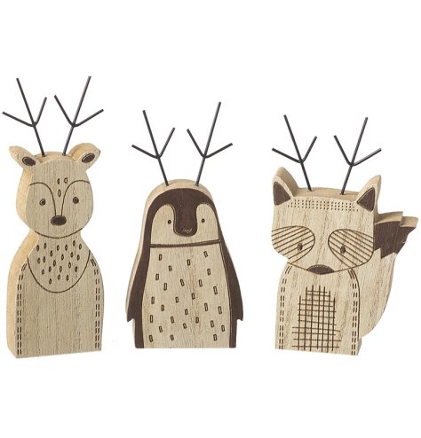 Set of 3 Wooden Animals 
