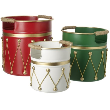 Drum Containers With Rope Handles S/3