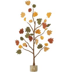 A stylish and unique autumnal tree with rich, earthy coloured felt leaves.