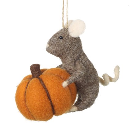 Wool Mouse With Pumpkin