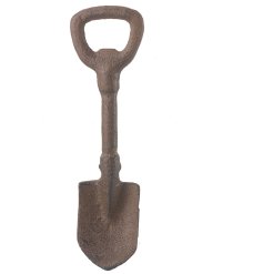 A unique garden themed gift. A rustic, cast iron bottle opener in the shape of a garden spade. 