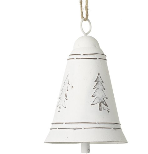 Small Metal Hanging White Bell, 11.5cm