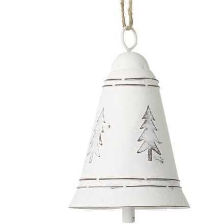 Small Hanging White Bell Deco, 11.5cm