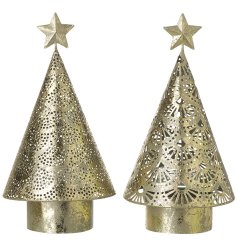 Elevate your holiday decor with our T-light Mix Gold Cone Tree, the perfect touch of glamour. 
