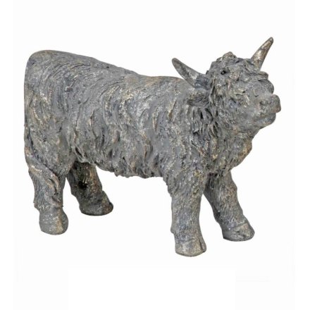 Stone Coloured Highland Cow Ornament, 20cm