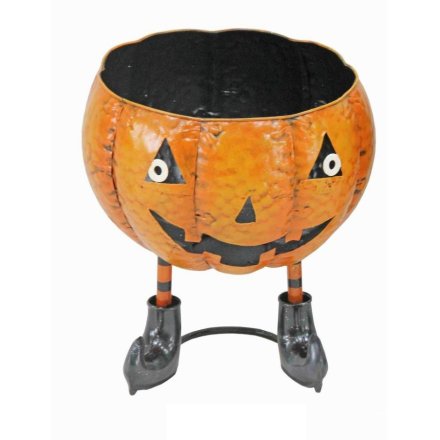 Standing Metal Pumpkin Bowl