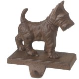 A unique cast iron hook with a scottie dog design. Perfect for hanging stockings!