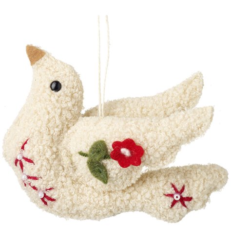 Dangle this sherpa dove on any Christmas tree to add a touch of tradition. 