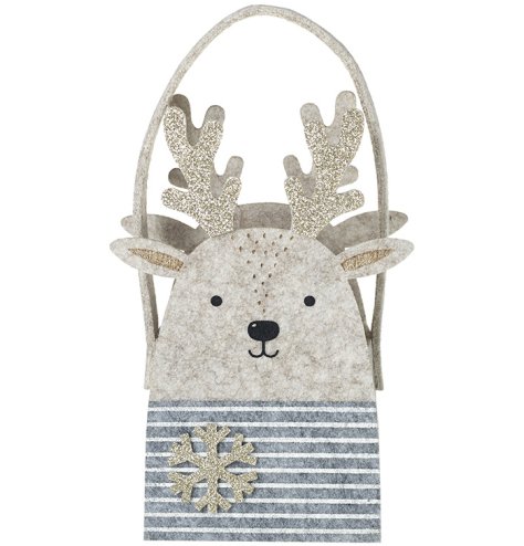 Christmas Felt Reindeer bag with Handle 17cm
