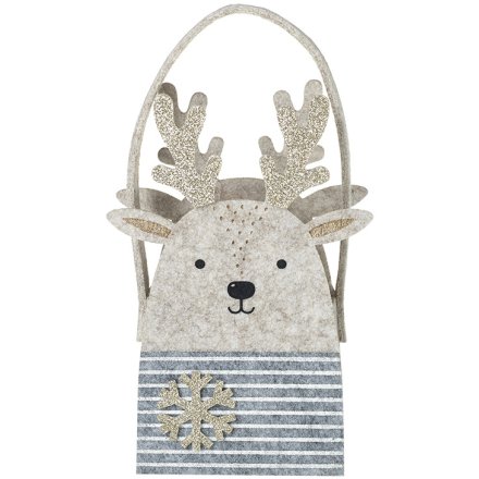 Reindeer Felt Gift Bag, 17cm