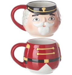 A set of 2 stackable mugs with a colourful soldier print design. 
