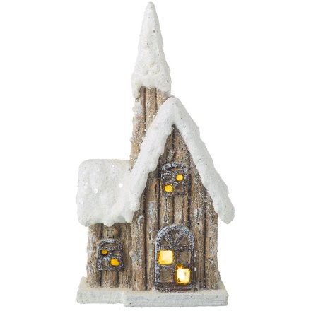 20cm Light-Up Snowy House