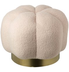This pumpkin shaped stool is a must have seasonal accessory for the home. Made from attractive and comfortable boucle 