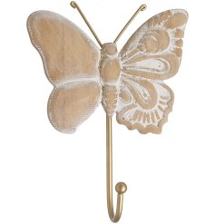 A simple and pretty butterfly hook with golden antennas.