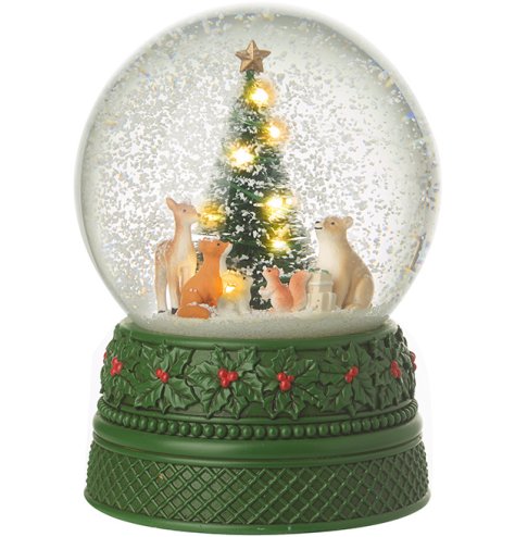 Decorate any space with this versatile snow globe, perfect for windowsills, fireplace mantles, or the Christmas dinner