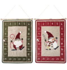 Hanging Fabric Advents Santa & Snowman 74cm